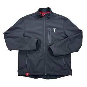Tesla Motors Jacket Men's Medium Black Softshell Fleece Lined‎ Embroidered Logo
